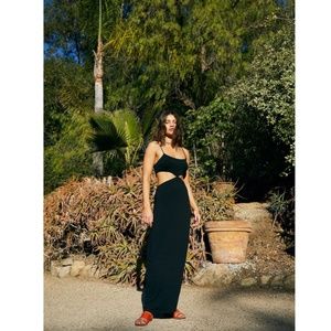 Free People Beach Piper Midi Dress in Black Size XS